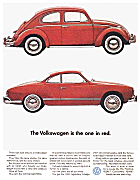 The Volkswagen is the one in red.